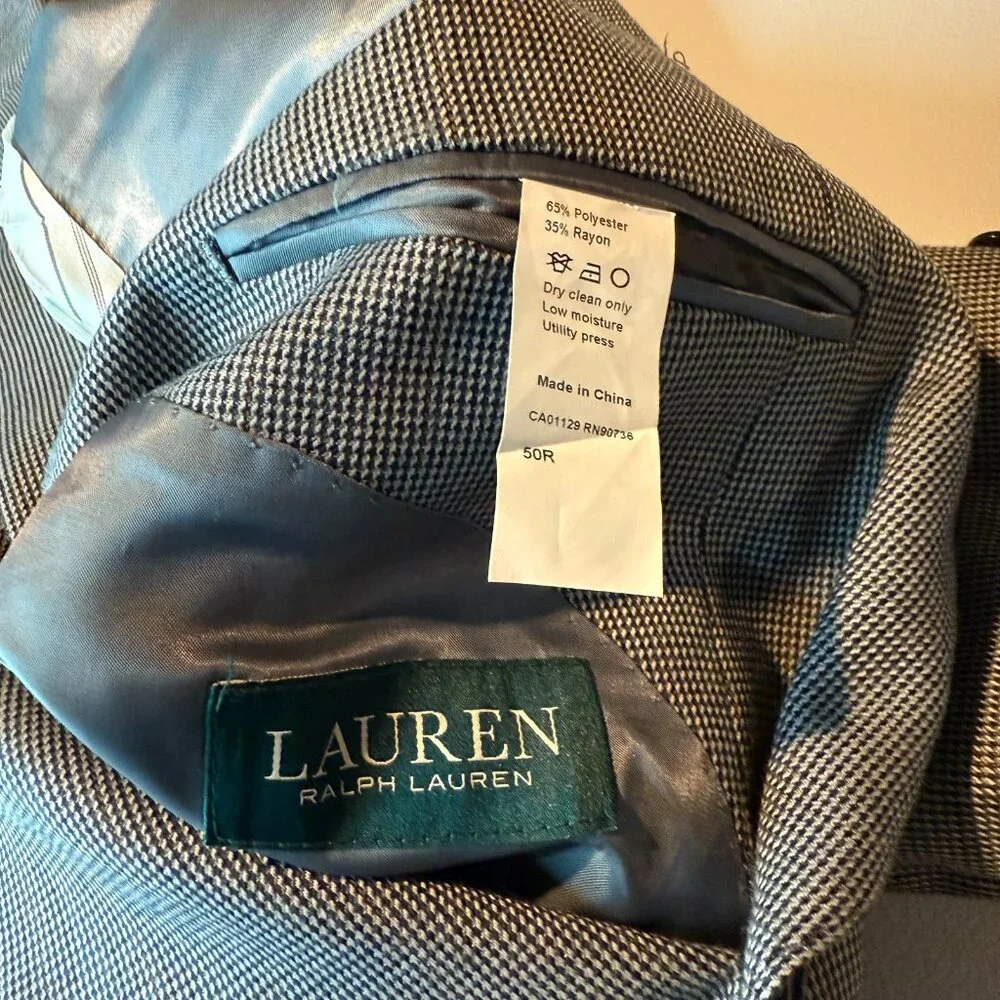 Lauren Ralph Lauren Men 50R Suit Jacket Blazer Sport Coat Plaid Career Commute